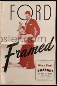1a691 FRAMED pressbook '47 great images of Glenn Ford & sexy Janis Carter, film noir!