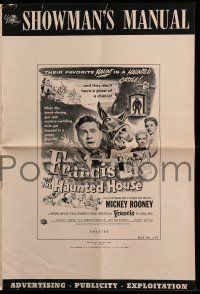 1a692 FRANCIS IN THE HAUNTED HOUSE pressbook '56 art of Mickey Rooney w/Francis the talking mule!