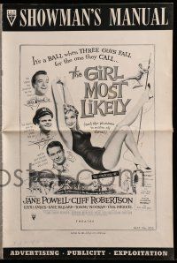 1a705 GIRL MOST LIKELY pressbook '57 Cliff Robertson & two others fall for sexy Jane Powell!