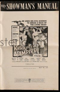 1a790 KISS OF THE VAMPIRE pressbook '63 Hammer, cool art of devil bats attacking by Joseph Smith!