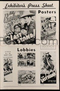1a804 LAST STAND pressbook '38 Bob Baker, Fuzzy Knight, great western poster artwork!