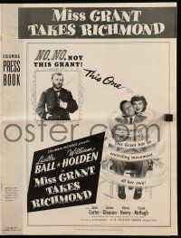 1a840 MISS GRANT TAKES RICHMOND pressbook '49 secretary Lucille Ball & con man William Holden!
