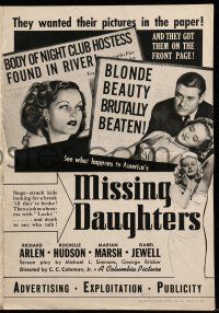 1a841 MISSING DAUGHTERS pressbook '39 Richard Arlen, Rochelle Hudson, why girls can't go back home!