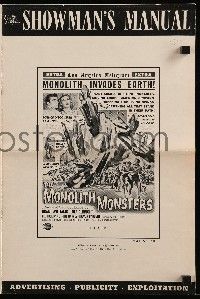 1a843 MONOLITH MONSTERS pressbook '57 classic Reynold Brown sci-fi art of living skyscrapers!