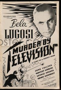1a845 MURDER BY TELEVISION pressbook '35 Bela Lugosi, inventor killed because of TV, rare!
