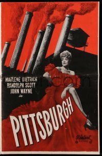 1a872 PITTSBURGH pressbook R48 John Wayne, Marlene Dietrich, Randolph Scott, big, brawny, bold!