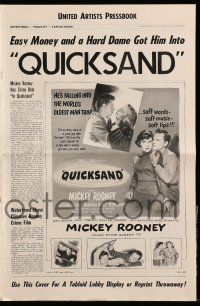 1a880 QUICKSAND pressbook '50 Mickey Rooney, film noir directed by Irving Pichel!