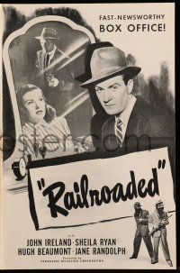 1a881 RAILROADED pressbook '47 Sheila Ryan faced every danger to prove a man's innocence!