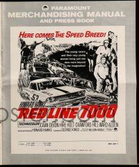1a883 RED LINE 7000 pressbook '65 Howard Hawks, James Caan, car racing art, meet the speed breed!
