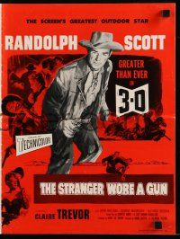 1a910 STRANGER WORE A GUN pressbook '53 Randolph Scott for the first time in 3 dimensions!