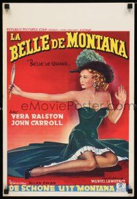 1b062 BELLE LE GRAND Belgian '51 art of sexy Vera Ralston who is a lady gambler by choice!