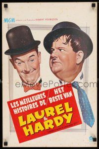 1b069 LAUREL & HARDY'S LAUGHING '20s Belgian R60s great headshot art of wacky Stan & Ollie!