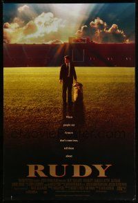 1b042 RUDY DS Canadian 1sh '93 Sean Astin on field gets to play Notre Dame football!