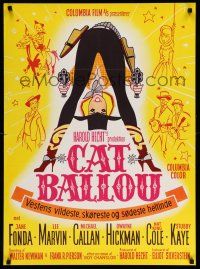 1b766 CAT BALLOU Danish '65 classic sexy cowgirl Jane Fonda, Lee Marvin, great artwork!