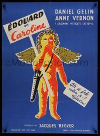 1b773 EDWARD & CAROLINE Danish '52 Jacques Becker's Edouard et Caroline, wacky art of Cupid!