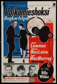 1b152 APARTMENT Finnish '60 Billy Wilder, Jack Lemmon, Shirley MacLaine, cool key-in-lock art!