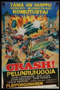 1b163 CRASH Finnish '76 Charles Band, an occult object, a mass of twisted metal, cool art by Musso!