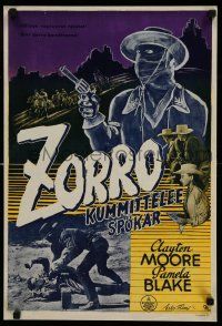 1b175 GHOST OF ZORRO Finnish '51 GB art of Clayton Moore as the most famous masked hero!