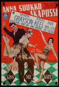 1b184 KISS ME KATE Finnish '54 great image of Howard Keel spanking Kathryn Grayson, Ann Miller!