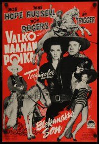 1b208 SON OF PALEFACE Finnish '52 Roy Rogers & Trigger, Bob Hope & sexy Jane Russell!
