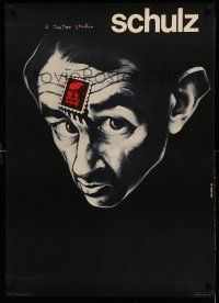 1b278 SCHULZ Polish 26x37 '83 dark Bednarski artwork of man with stamp on forehead!