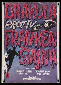 1b407 ASSIGNMENT TERROR Yugoslavian 20x28 '69 Dracula & Frankenstein, bloody title art!