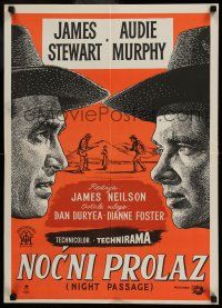 1b472 NIGHT PASSAGE Yugoslavian 20x27 '57 the showdown between Jimmy Stewart & Audie Murphy!