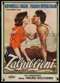1b514 WILD LOVE Yugoslavian 20x27 '55 Gli innamorati, Mauro Bolognini's romantic comedy!