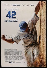1c019 42 advance DS 1sh '13 baseball, image of Chadwick Boseman as Jackie Robinson sliding home!
