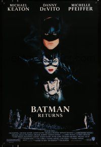 1c088 BATMAN RETURNS 1sh '92 Michael Keaton, Michelle Pfeiffer, DeVito, directed by Tim Burton!