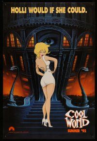 1c175 COOL WORLD teaser 1sh '92 cartoon art of Kim Basinger as Holli, she would if she could!