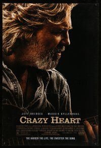 1c176 CRAZY HEART advance DS 1sh '09 great image of country music singer Jeff Bridges!