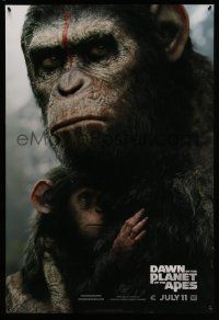 1c189 DAWN OF THE PLANET OF THE APES style B teaser DS 1sh '14 close-up of Caesar w/ his son!