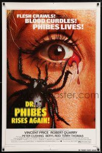 1c204 DR. PHIBES RISES AGAIN 1sh '72 Vincent Price, classic close up of a spider on a woman's face!