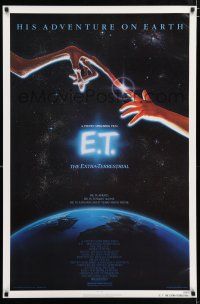 1c210 E.T. THE EXTRA TERRESTRIAL 1sh '83 Drew Barrymore, Spielberg, Alvin art, continuous release!