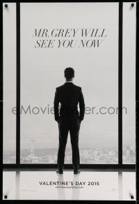 1c247 FIFTY SHADES OF GREY teaser DS 1sh '15 Jamie Dornan in the title role in front of window!