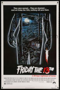 1c265 FRIDAY THE 13th 1sh '80 great Alex Ebel art, slasher classic, 24 hours of terror!