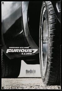 1c272 FURIOUS 7 teaser DS 1sh '15 Jason Statham, Dwayne Johnson, Vin Diesel, close up image of car!