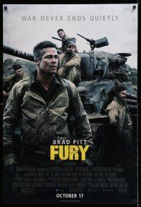 1c274 FURY advance DS 1sh '14 great image of soldier Brad Pitt and cast with tank!