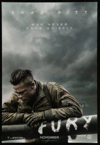 1c275 FURY teaser DS 1sh '14 great image of soldier Brad Pitt, war never ends quietly!