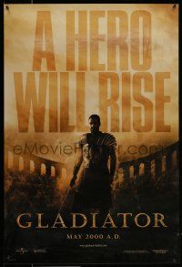 1c282 GLADIATOR teaser 1sh '00 Ridley Scott, cool image of Russell Crowe in the Coliseum!
