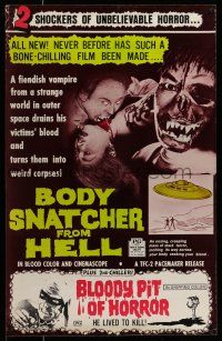 1c289 GOKE, BODY SNATCHER FROM HELL/BLOODY PIT OF HORROR 1sh '70s shockers of unbelievable horror!