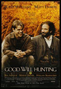 1c297 GOOD WILL HUNTING 1sh '97 great image of smiling Matt Damon & Robin Williams!