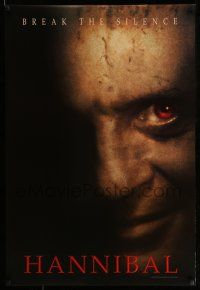 1c312 HANNIBAL teaser DS 1sh '00 creepy close up of red-eyed Anthony Hopkins as Dr. Lector!