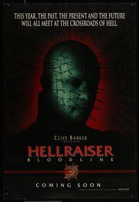 1c334 HELLRAISER: BLOODLINE teaser DS 1sh '96 Clive Barker, Pinhead at the crossroads of hell!