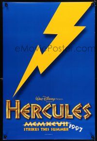 1c336 HERCULES advance DS 1sh '97 Walt Disney, lightning bolt over blue background design!