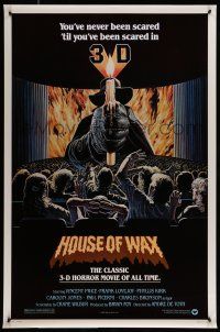 1c354 HOUSE OF WAX 1sh R81 cool Larry Salk 3-D horror artwork of man holding burning candle!