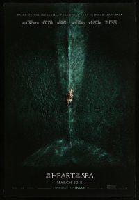 1c381 IN THE HEART OF THE SEA teaser DS 1sh '15 Ron Howard, cool image of ship over huge whale!