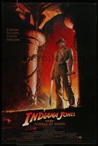 1c390 INDIANA JONES & THE TEMPLE OF DOOM 1sh '84 adventure is Ford's name, Bruce Wolfe art!