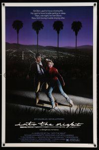 1c402 INTO THE NIGHT 1sh '85 cool image of Jeff Goldblum & Michelle Pfeiffer on the run!